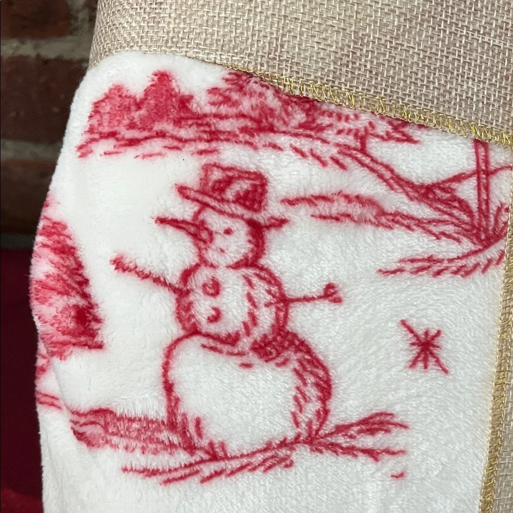 The Farmhouse Red and White Holiday Plush Blanket